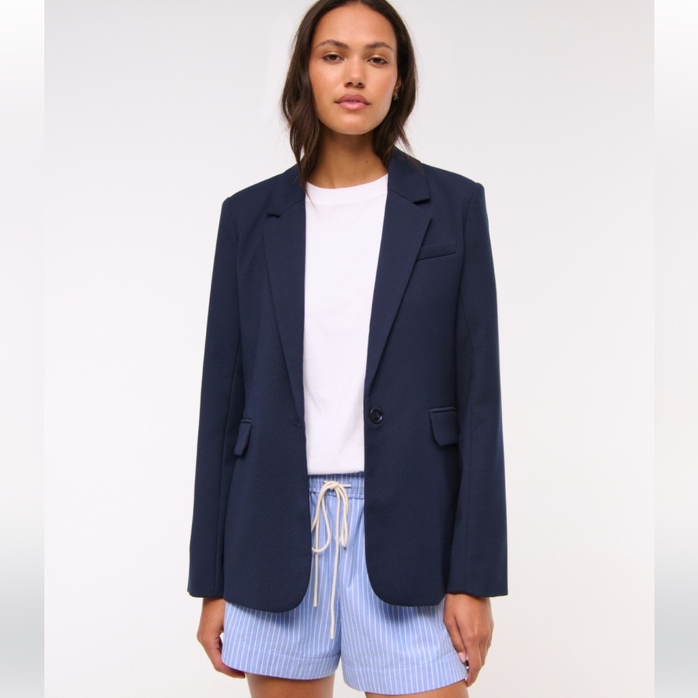 Classic Navy Single-Button Blazer - Women